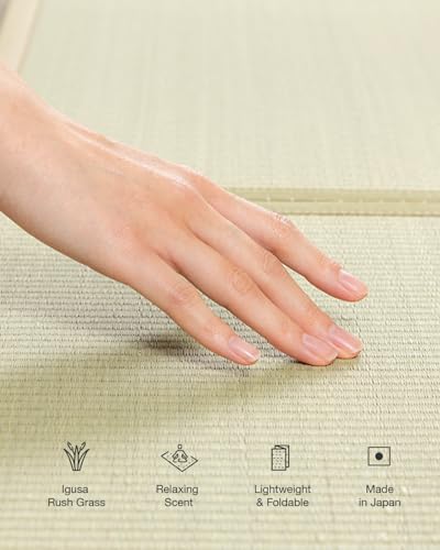 FULI Japanese Tatami Mattress, Foldable Igusa Rush Grass Tatami Rug, Natural Japanese Floor Mattress Mat Made in Japan, King - size: King (79"L x 75"W x 0.5"Th), style: Foldable Mat