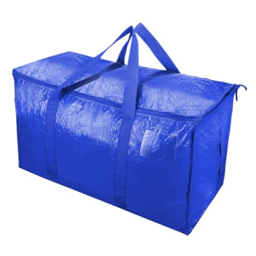 Large Capacity 600D Oxford Cloth Storage Bag Waterproof Blanket and Comforter Organizer Sturdy Zipper Blue Color for Bedding and Clothes