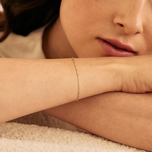 BENEIGE Gold Bracelets for Women 14k Gold Paperclip Bracelets Binding Bracelet, Adjustable Bracelets for Women Dainty Handmade Link Bracelet - color: long cuff
