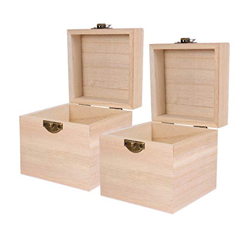 Cabilock 2Pcs Wooden Gift Boxes Square Storage Boxes with Lids 3.93X3.93X3.93In Vintage Style Jewelry Organizer Small Keepsake Boxes for Home and Gift Packaging - color: Style 1, size: 10X10X10CM