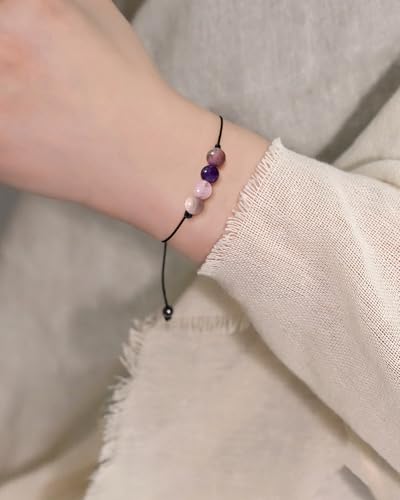 yfstyle Crystal Healing Stones Bracelets for Women & Men - Amethyst Anxiety Protection Bracelets - Natural Gemstones Jewelry Gifts - color: Self Love2
