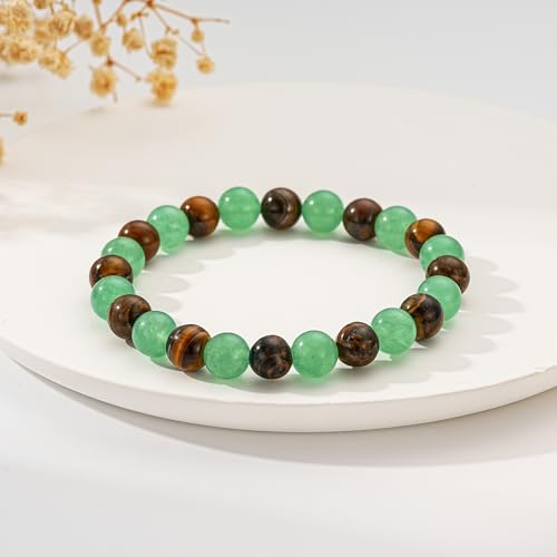 Healing Crystal Bracelet for Women, Natural Stone Beaded Healing Crystal Bracelet Triple Protection Stress Relief Beads Jewelry Birthday Gifts Jewelry for Her - style: Money