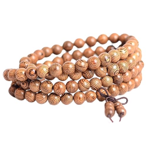 108 8mm Wooden Mala Necklace Bracelet for Men and Women, Prayer Meditation Buddhist or Wear Jewelry, for Gifts for Yourself or Friends and Family. - color: millettia laurentii