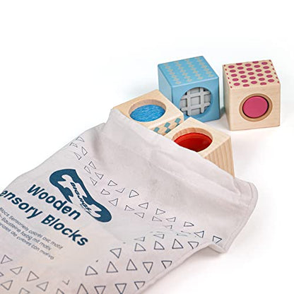 Bigjigs Toys FSC® Certified Sensory Blocks, Wooden Sensory Toys for 1 2 3 Year Olds