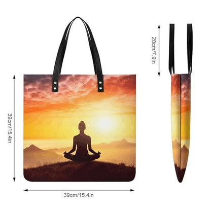 Yoga Meditation Leather Tote Handbag Top Handle Ladies Shoulder Bags Large Travel Messenger Gym Totes Work Bags Tote Bag for Women
