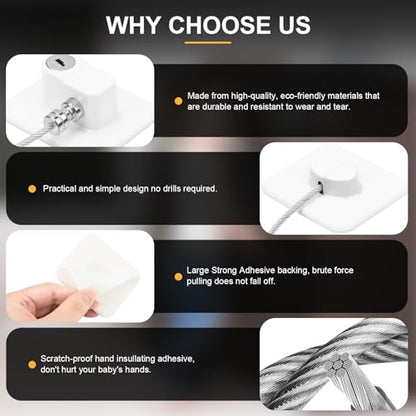 Fridge Lock, 2PCS Upgraded Refrigerator Lock for Freezer, Cabinets and Drawers, Air Fryer, Closets, Windows, Doors, Durable ABS with Adhesive Backing, Easy Install, No Tools Needed, White - color: White