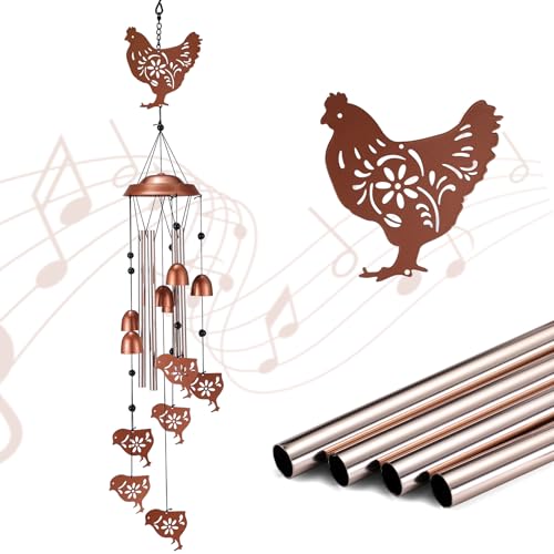 Chicken Wind Chimes Outdoor, Metal Hen and Chicks Gifts for Women Mom Grandma, Unique Garden Patio Yard Decor Windchime - size: Chicken