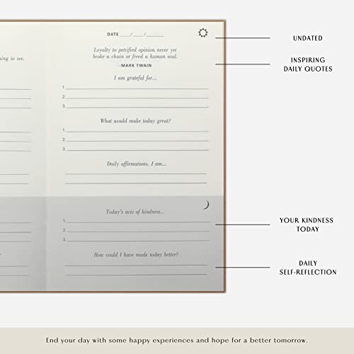 The Gratitude Journal : More Happiness, Positivity, Affirmation, Productivity, Mindfulness & Self Care - A Simple Undated Hardcover Daily Guide Planner for Women & Men (Brown) - color: Brown
