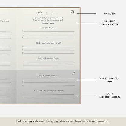 The Gratitude Journal : More Happiness, Positivity, Affirmation, Productivity, Mindfulness & Self Care - A Simple Undated Hardcover Daily Guide Planner for Women & Men (Brown) - color: Brown