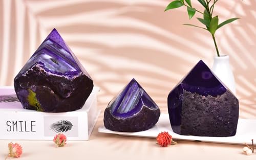 Natural Agate Stone Wand Crystal Wand Dyed Purple Irregular Quartz Column 1.7-2.2 Lbs - color: Dyed Purple, size: 1.7-2.2 Pound