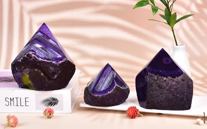 Natural Agate Stone Wand Crystal Wand Dyed Purple Irregular Quartz Column 1.7-2.2 Lbs - color: Dyed Purple, size: 1.7-2.2 Pound