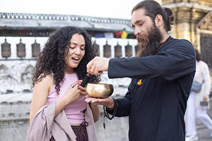 Tibetan Singing Bowl Set - Easy To Play for Beginners - Authentic Handcrafted Mindfulness Meditation Holistic Sound 7 Chakra Healing Gift by Himalayan Bazaar (5")