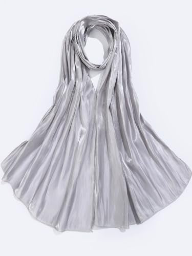 Geyoga Women's Scarf Shawls and Wraps for Evening Dress Fashion Scarf for Wedding Bridesmaid Ramadan Gifts - color: Silver Gray