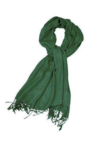 Sakkas Large Soft Silky Pashmina Shawl Wrap Scarf in Solid Colors - color: Emerald Green