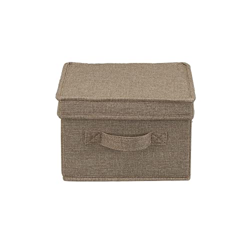 Household Essentials Medium Fabric Storage Bins with Lids, Latte, Set of 2