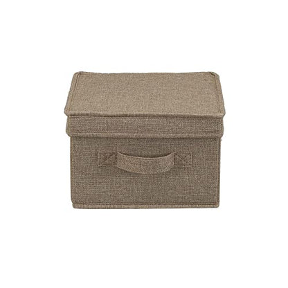 Household Essentials Medium Fabric Storage Bins with Lids, Latte, Set of 2