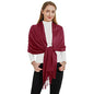 Soft Silky Pashmina Shawl Wraps Solid Colors Scarf for Wedding Evening Dresses - color: N-burgundy