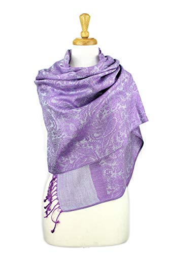 PASKMLNA Paisley Jacquard Pashmina Shawl Wrap Scarf Stole - color: Light Purple