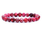 Keleny Gem Semi Precious Gemstones 8mm Natural Quartzite Stone Round Beads Crystal Stretch Bracelet 7 Inch Unisex - color: Dyed Rose Sediment Jasper