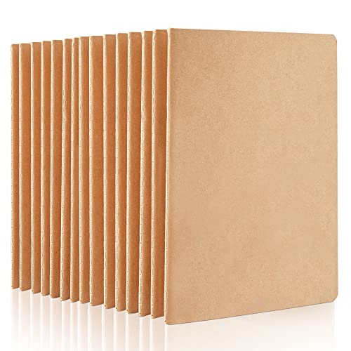 feela 15 Pack Blank Kraft Notebooks, Unlined Sketchbook Note Pad Travel Journal for Drawing Doodling Writing, Journal Bulk For Women Kids Students Office School Supplies, A5, 60 Pages, 8.3” X 5.5” - style: Blank-15 Pack