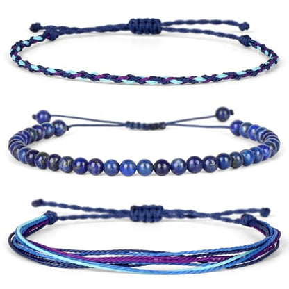 QOGIR Handmade Healing Bracelet,6mm Natural Gem Stone Bracelet rope bracelet - color: Lapis(Wisdom and Truth), size: 4mm