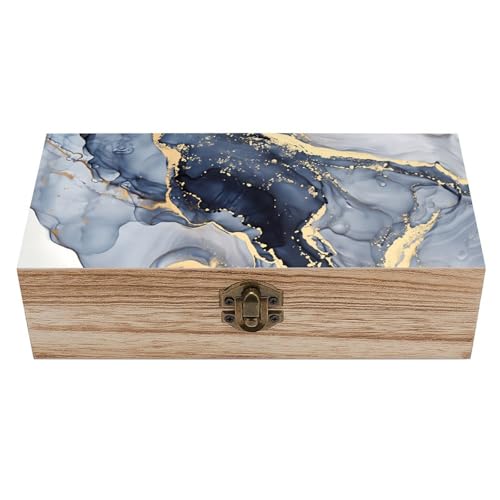 Gilt Marble Wooden Storage Box Decorative Trinket Keepsake Box Wood Jewelry Organizer Box for Bedroom Office with Hinged Lid And Front Clasp - color: style-20