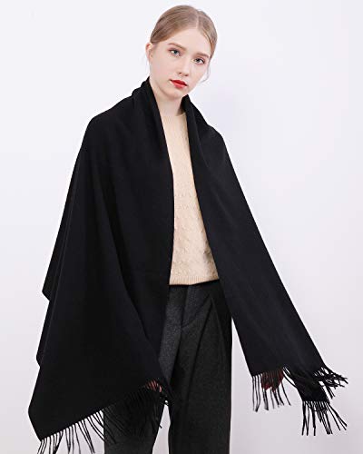 RIIQIICHY Winter Scarfs for Women Pashmina Shawls Wraps for Evening Dresses Large Warm Soft Scarves - color: Black