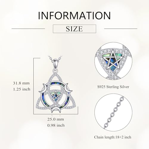 Witch Knot/Trinity/Triple Moon Necklace S925 Sterling Silver Protection Jewelry Gifts for Women - style: Trinity
