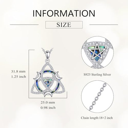 Witch Knot/Trinity/Triple Moon Necklace S925 Sterling Silver Protection Jewelry Gifts for Women - style: Trinity