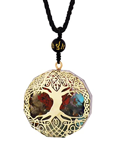 MINACHI Orgone Necklace, 7 Chakra Stone Orgonite Pendant for Spiritual Healing and Positive Energy Meditation - color: Tree of Life