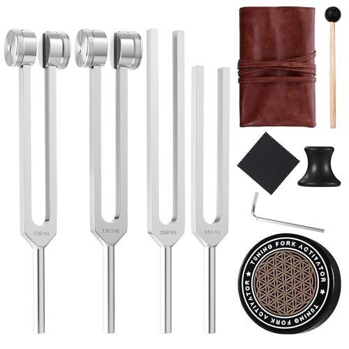 128 hz Tuning Fork Healing Instrument Tuning Forks for Meditation Yoga and Chakra Energy Sound Therapy & Stress Relief - Perfect Spiritual Gift for Women & Men