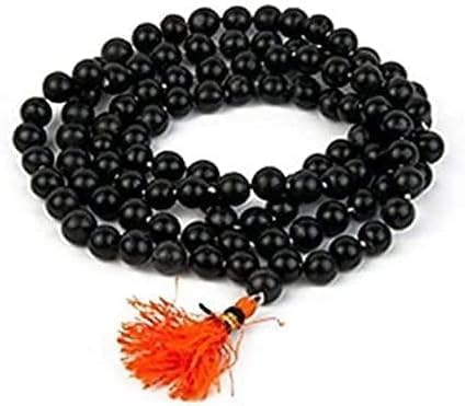 Rudraksh Mala, Natural Himalayan Genuine Original Rudraksha Rosary - style: Crystal Balck Stone Jaap Mala