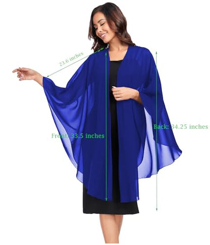 TONGFANTFL Shawls Wraps for Evening Wedding Party Chiffon Scarf Soft Bridal Wraps Wedding Guest Shawl Coverage - color: Royal Blue