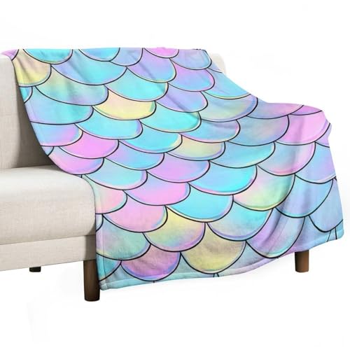 Women's Soft Winter Warm Blanket, Fashion Cozy Flannel Blanket, Beautiful Mermaid Fish Scale Room Decor Sofa Couch Cover - color: Color296, size: 30"x40"