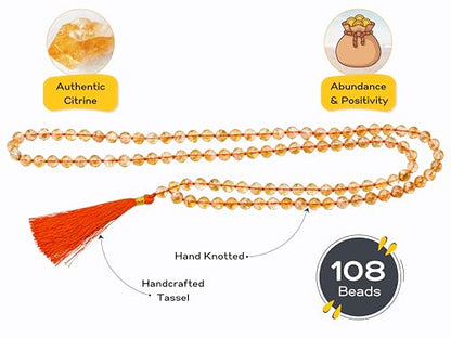 Amazing Gemstone Citrine Mala - Knotted - color: Citrine, style: Knotted
