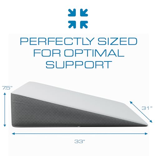 Kolbs Bed Wedge Pillow for Sleep Apnea, FSA Eligible Acid Reflux, and Back Pain Relief, with Chic Jacquard Cover - Headboard Wedges for Sleeping (Extra Wide 7.5" Height) - size: Extra Wide 7.5" Height