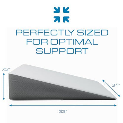 Kolbs Bed Wedge Pillow for Sleep Apnea, FSA Eligible Acid Reflux, and Back Pain Relief, with Chic Jacquard Cover - Headboard Wedges for Sleeping (Extra Wide 7.5" Height) - size: Extra Wide 7.5" Height