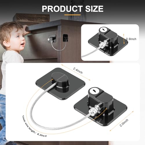 Fridge Lock, 2PCS Upgraded Refrigerator Lock for Freezer, Cabinets and Drawers, Air Fryer, Closets, Windows, Doors, Durable ABS with Adhesive Backing, Easy Install, No Tools Needed, Black - color: Black