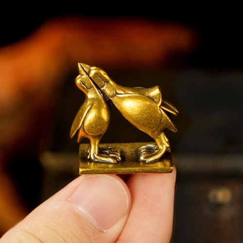 CHOVY Kiss of Balance Brass Sculpture - 100% Solid Brass Twin Birds Yin Yang Statue, Parallel Beaks Harmony Art for Couples, Meditation & Zen Decor, Unique Gift for Soulmates & Spiritual Seekers