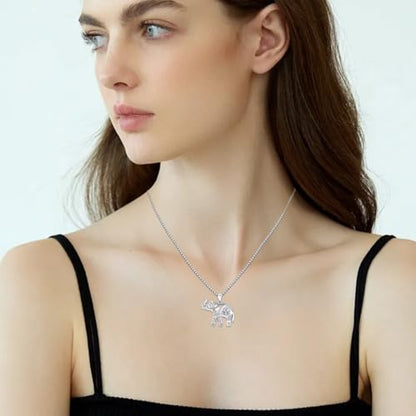 Evil Eye Necklace for Women 925 Sterling Silver, Protection Necklace with Blue Evil Eye Charm, Evil Eye/Lotus Pendant Jewelry, Birthday Christmas Gifts for Her - style: Elephant with Evil Eye Necklacse