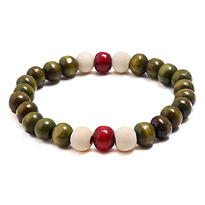 7/8/15Pcs Classic Natural Sandalwood Wooden Beaded Bracelet Set Vintage Elastic Round Strand Wood Tibetan Bracelet Set for Men Women Meditation Buddhist Mala Prayer Jewelry