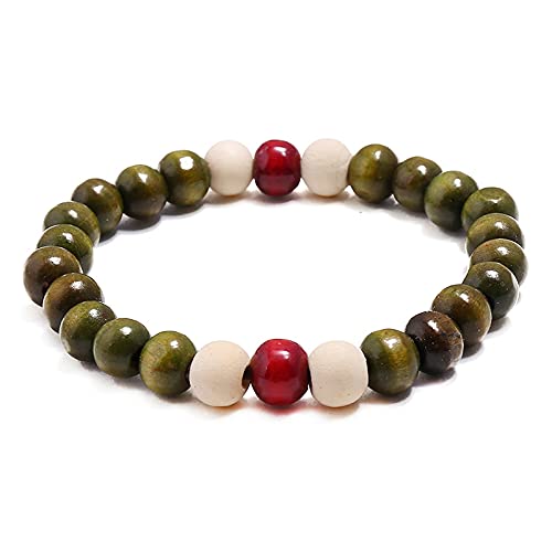 COLORFUL BLING 4Pcs Classic Natural Sandalwood Bead Bracelet Strand Wood Tibetan for Men Women Meditation Buddhist Mala Prayer Jewelry - color: round