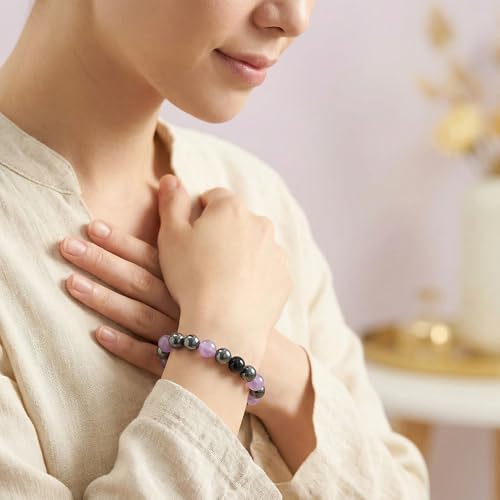 Bivei Protection Bracelet, Strength Crystal Healing Bracelet 8MM - Spiritual Stretch Beaded Jewelry for Women Men Gift - color: Empathy