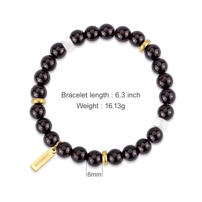 Natural Garnet Crystal Bracelet for Women & Men – Handmade Gemstone Beaded Stretch Bracelet, Polished Red Garnet Jewelry Gift, Root Chakra Stone for Confidence & Courage - color: Root Chakra – Garnet Sonata bracelet