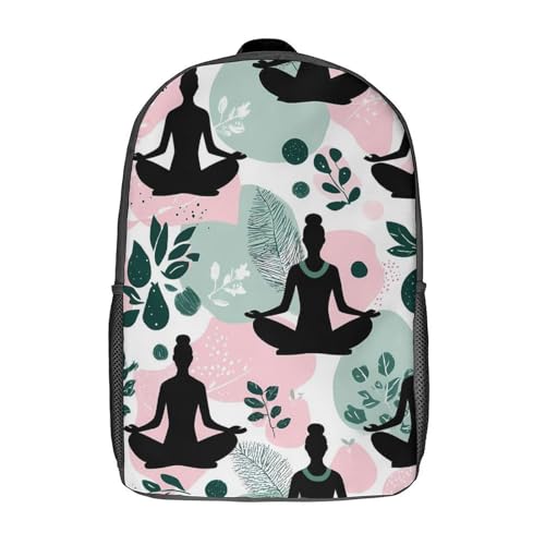 Meditation Yoga Nature 17 Inch Travel Backpack Casual Daypacks Computer Shoulder Bag for Work Shopping