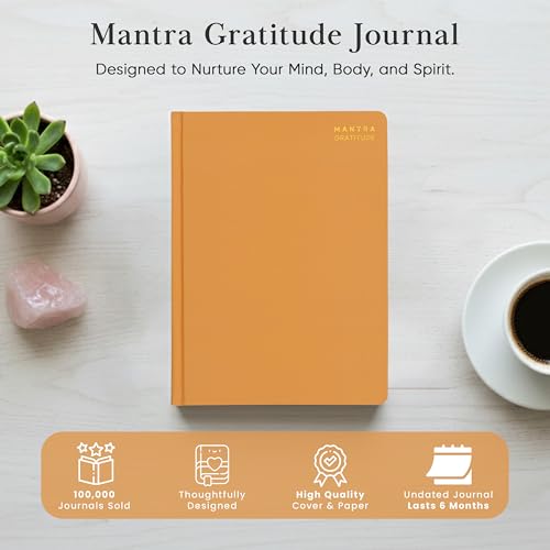 Gratitude Journal For Women & Men - Mental Health, Self Love & Self Care Journal - Orange - 5.8" x 8.3" - Mantra Planner - color: Orange