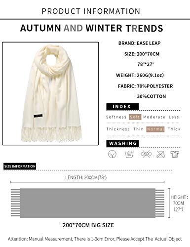 Pashmina Shawl Women Winter Scarf Warm Wedding Wraps Ladies Scarves for Evening Dresses - color: Ivory