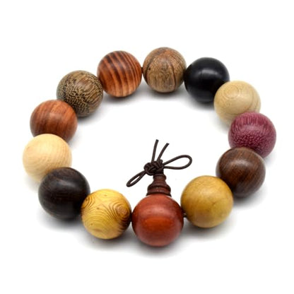 Zen Dear Unisex Natural Colorful Wood Buddhist Prayer Beads Bracelet Necklace Tibetan Mala Prayer Beads - style: 18mm 13beads