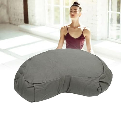 Yinhing Half Moon Meditation Cushion Filled with Buckwheat Hulls Premium Soft Cotton Cover Ergonomically Designed Meditation Pillow Comfortable Support for Mindfulness Practice - color: Gray