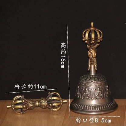 KAFELE Nepalese Handmade Hand Bell, Bronze Vajra Bell, Crisp And Pleasant, Meditation Instrument,B,8.5CM - color: B, size: 8.5CM